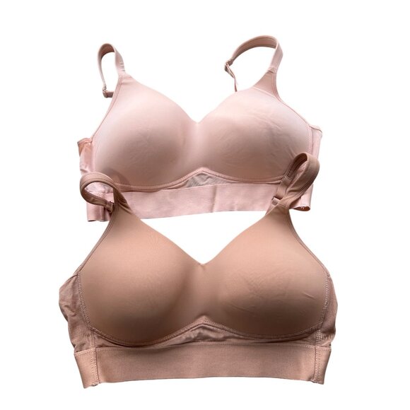 Rhonda Shear 2 Pack Molded Cup Bra with Wrap Back Size XL Pink Beige 623.12 - Picture 2 of 10